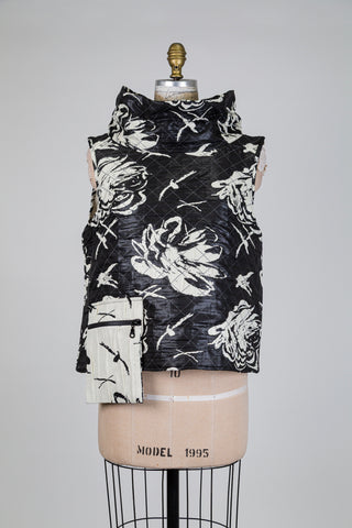 Débardeur col cheminé à jacquard floral crème (S)