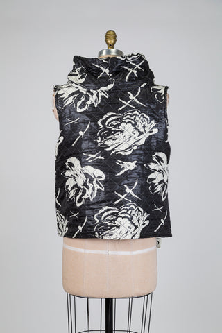 Débardeur col cheminé à jacquard floral crème (S)