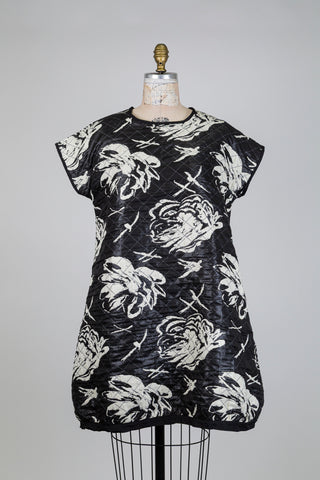 Robe ballon à jacquard floral crème (S)