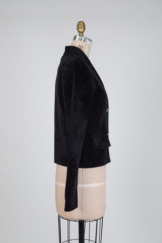 Blazer noir en velours bouclette (XS à L)