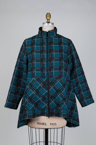 Veste trapèze à jacquard vert (S+)