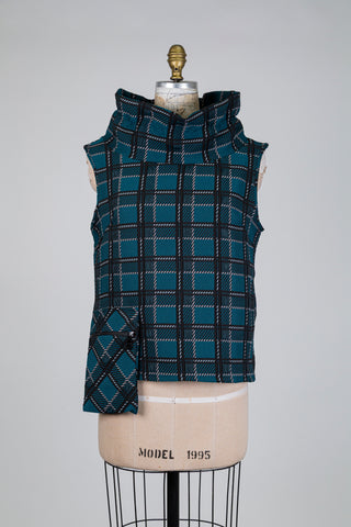 Débardeur col cheminée à jacquard vert (S)