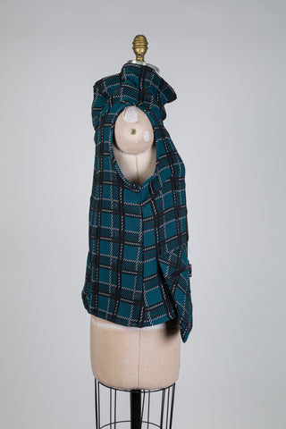 Green jacquard turtleneck tank top (S)