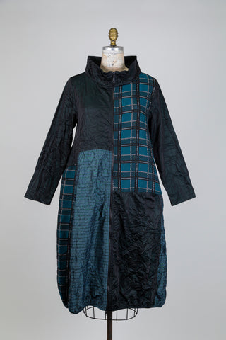 Veste ballon patchwork à jacquard vert (S)