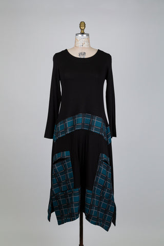 Robe noire à jacquard vert (S)