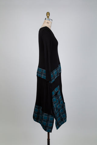 Robe noire à jacquard vert (S)