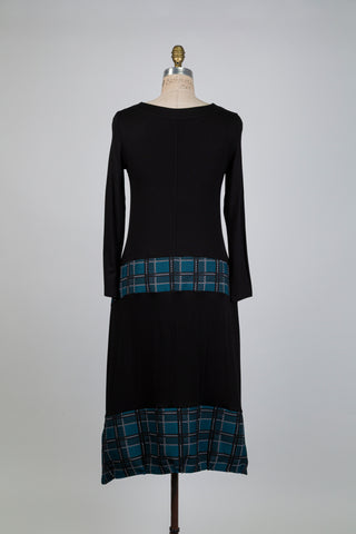 Robe noire à jacquard vert (S)