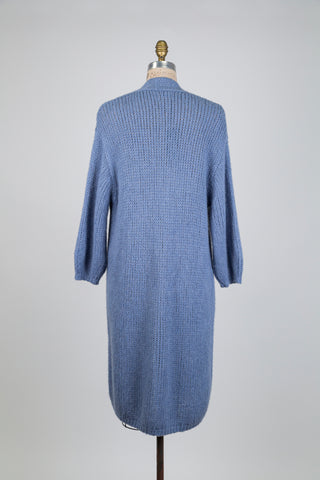 Veste en tricot fondant bleu denim (8-12-16)