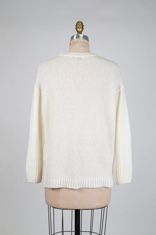 Chandail en tricot crème éclat argenté (6)