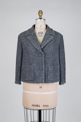 Blazer en tweed gris façon Chanel (2-4-8)