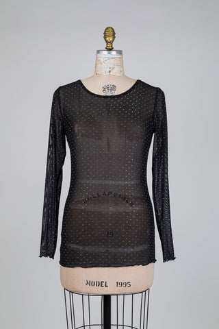 Chandail diaphane noir étincelant (6)