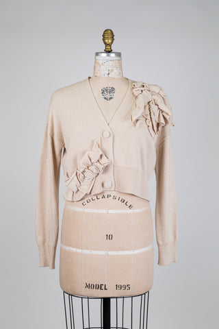 Cardigan écourté en tricot sable (XS à M)