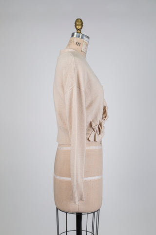 Cardigan écourté en tricot sable (XS à M)