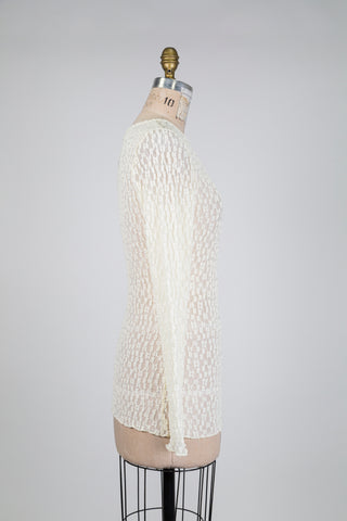 Chandail crème diaphane texturé (6)