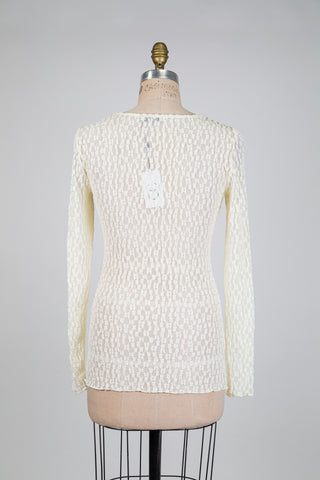 Chandail crème diaphane texturé (6)