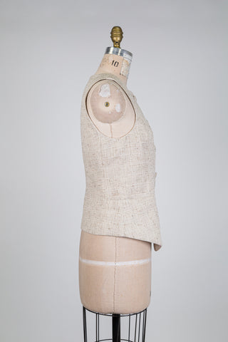 Gilet tailleur beige à col rond (6-8-10)