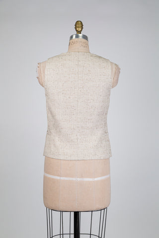 Gilet tailleur beige à col rond (6-8-10)