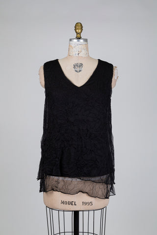 Tunique noire à effet froissé (S)