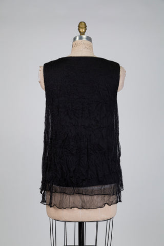 Black tunic with a crumpled effect (S)