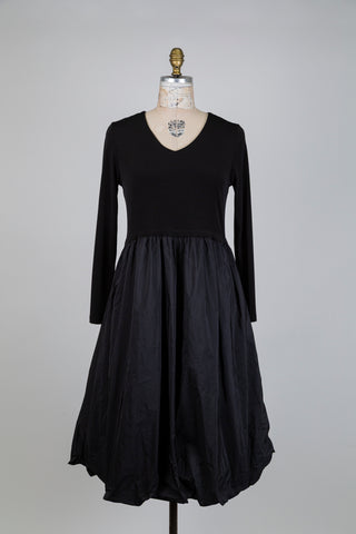 Robe hybride noire bi-matière (S)