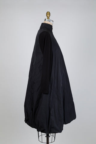 Black balloon dress with mandarin collar (S)