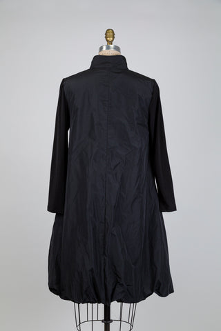 Black balloon dress with mandarin collar (S)