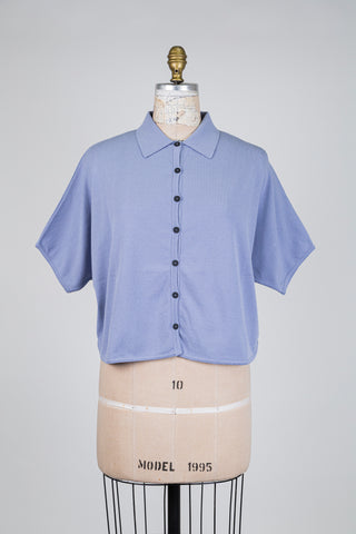 Lilac blue cropped polo shirt (one size fits all)