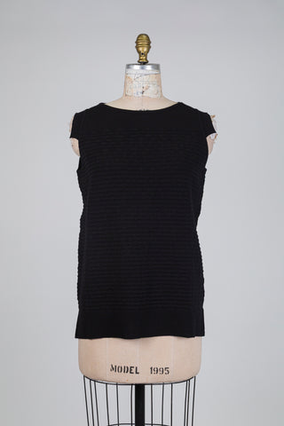 Black knit tank top with brick texture (One Size)