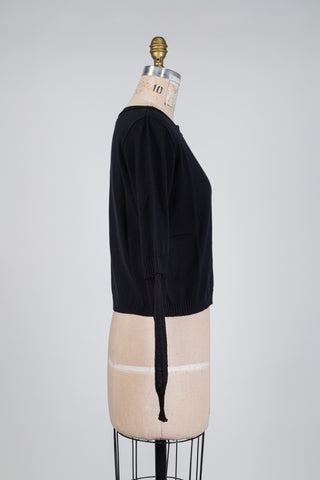 Black cardigan with sheer black sleeves (one size fits all)