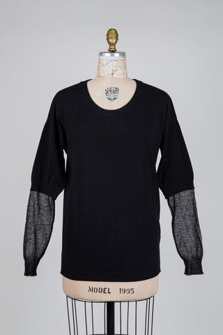 Black sheer-sleeved sweater (One Size)