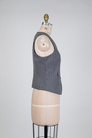 Gilet tailleur gris à rayures (6)