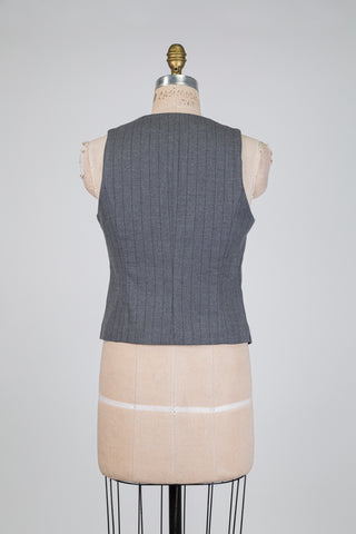 Gilet tailleur gris à rayures (6)