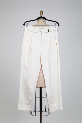 Pantalon à plis plats blanc lait (6)