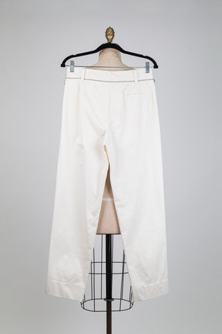 Pantalon à plis plats blanc lait (6)