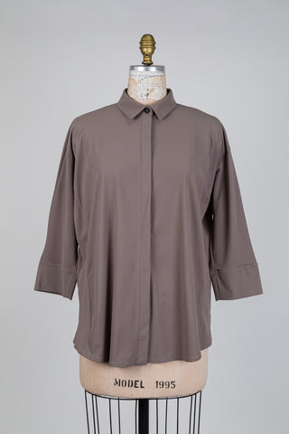 Taupe grey techno-chic blouse (XS to L)