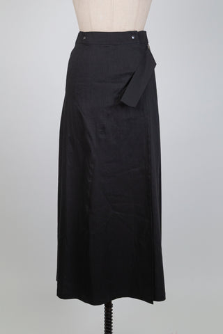 Black techno linen wrap skirt (XS)