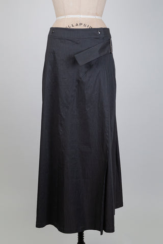 Jupe portefeuille en lin techno gris (S-M-L-XL)