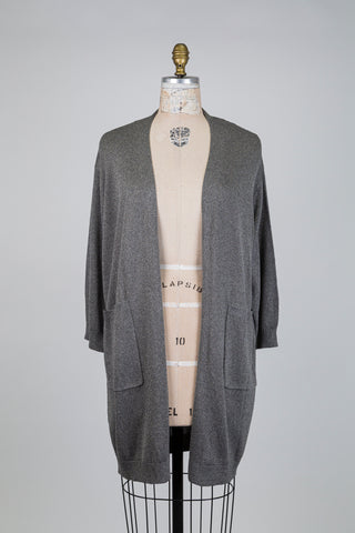 Veste en tricot gris métallique (8-10-14)