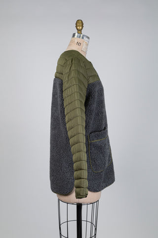 Veste matelassée kaki à effet mouton gris (10)