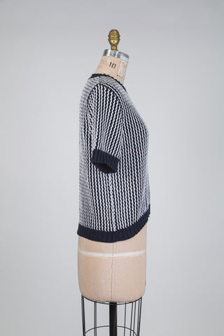 Zig-zag top in navy and white (4-8-10-12)