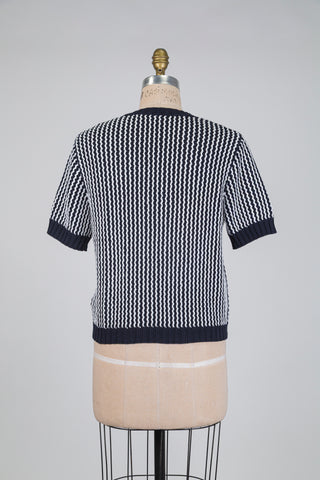 Zig-zag top in navy and white (4-8-10-12)