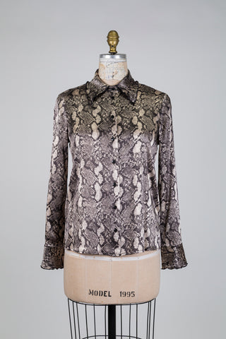 Chemisier satiné imprimé serpent (S)
