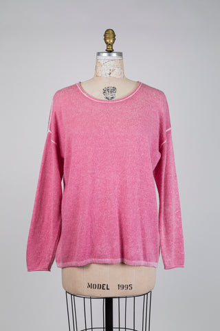 Chandail en tricot rose chiné (14)