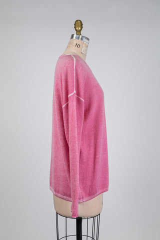 Chandail en tricot rose chiné (14)