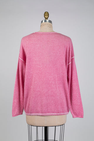 Chandail en tricot rose chiné (14)