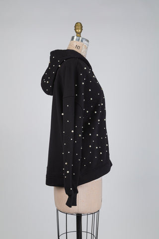 Veste noire à capuchon pluie de perles (M)