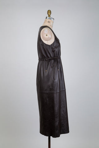 Chocolate brown leather dress (6)