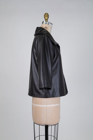 Black faux leather jacket with 3/4 sleeves (S)