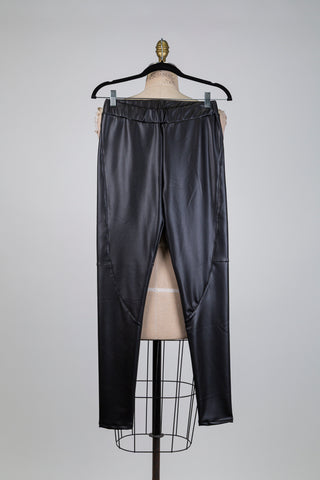 Pantalon legging noir en faux cuir (S)