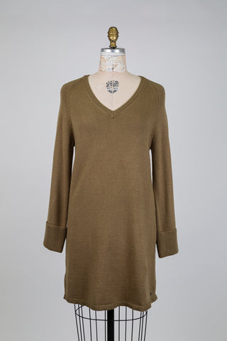 Robe chandail kaki en tricot (S)